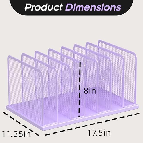 Kuntine.B 7-Section Upright Desk File Organizer Purple 1 Pack - Image 2