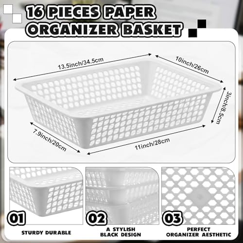 16 Pack Paper Basket,White,14 X 10 X 3 Inch,Classic - Image 2