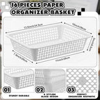 16 Pack Paper Basket,White,14 X 10 X 3 Inch,Classic - Image 2