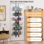 6-Tier Over The Door Organizer Metal Spice Rack Hanging Storage Pantry Organizer with Adjustable 6 Baskets, Space-Saving Behind Door Shelf for Kitchen, Bathroom, Laundry Room, Black - Image 2