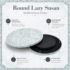 Reallnaive Mother of Pearl Lazy Susan, Round, Blue Floral Petal - Image 3