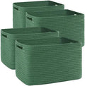 4 Pack Storage Baskets for Organizing, Woven Baskets for Shelves - Perfect for Toys, Books, Towels, and Clothes, Durable Gift Basket Bins Toy Storage, 12.7''L x9''W x7.8''H, Green by SIXDOVE