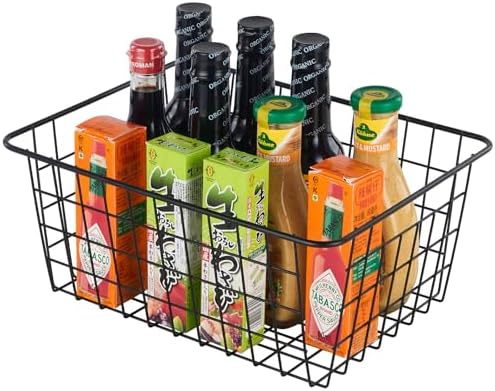 JUNCHU CHERRY【Extra Large】Wire Kitchen Storage Baskets 2 Packs,Perfect Pantry Organization Accessories Basket,Laundry Basket,Suitable for Countertop, Kitchen, Bedroom, Bathroom,Black - Image 7