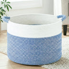 Artfeel 100L Large Cotton Rope Basket, Decorative Woven Blanket Storage for Living Room, Boho Toy Storage & Toy Box for Kids, Versatile Laundry Basket & Nursery Hamper for Blankets(DenimBlue) by Artfeel
