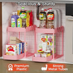 2 Packs Under Sink Pull-Out Storage Organizers, 14.8 Inches,Pink - Image 3