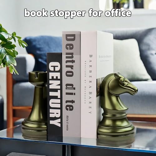 jinhuoba Decorative Bookends Chess Bookends, Aeneous Heavy Book Ends Stopper, Modern Book Ends for Shelves Office Home Desk Bookrack, 7"(L) x4(W) x7(H), 1Pair/2Piece - Image 4