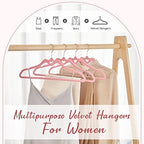 HOUSE DAY Pink Velvet Hangers 60 Pack, Non Slip Flocked Felt Hangers, Sturdy Velvet Clothes Hanger, Cute Heart Heavy Duty Coat Hanger, Ultra Slim Pink for Closet Space Saving - Image 2