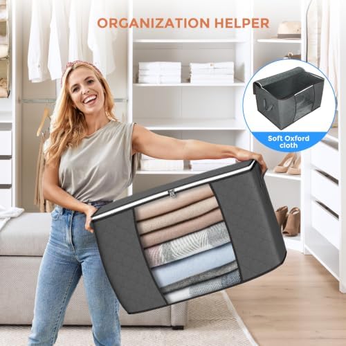 90L Large Storage Bags, 8 Pack Clothes Storage Bins Closet Organizers - Image 6