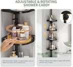 360° Rotating Tension Pole Caddy – 4-Tier Corner Shower Organizer, Height Adjustable 33"–124", Space-Saving for Bathroom, Kitchen Counter, Cabinet Gaps & Bathtub (black) - Image 6
