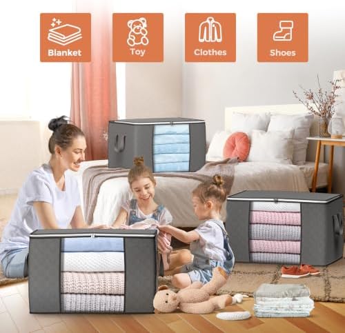 90L Large Storage Bags, 8 Pack Clothes Storage Bins Closet Organizers - Image 3