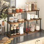 HOOBRO Kitchen Countertop Organizer, Moveable Corner Shelf, Desktop Storage Organizer for Countertop, Office Desk, Living Room, Rustic Brown and Black BF02TL01 - Image 2