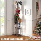 Coat Rack Freestanding with Umbrella Stand Coat Rack Stand with 12 Hooks Metal Coat Tree Coat and Hat Hanger Jacket Entryway(Brown) - Image 2