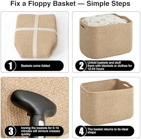 ICERZCZ Rope Storage Baskets for Organizing, 15x11x9 Mixed Brown 4 Packs - Image 6