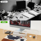 LEKETREE Acrylic Monitor Stand , Clear Monitor Stand for Desk, Computer Accessories for Home Office, Desk Organizer Shelf for Laptop, PC, Multi Media and more - Image 5