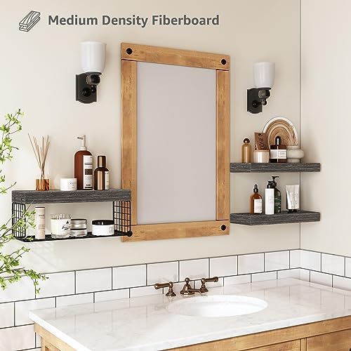QEEIG Bathroom Shelves Over Toilet Wall Mounted (Grey, Set of 3, 15.7") - Image 5