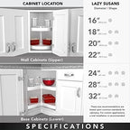 Rev-A-Shelf 20" Full Circle Single Tier Lazy Susan Organizer for Diagonal Corner Wall Kitchen Cabinets, Wooden Home Storage Shelf, 20" W x 20" D x 2.38" H, 4WLS001-20-B52 - Image 5