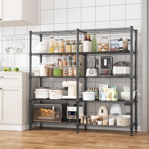 Homdox 5 Tier Storage Shelves Wire Shelving Unit Metal Shelves for Storage Heavy Duty Garage Shelf Pantry Shelves Kitchen Shelving, 14"x60"x72", Black - Image 2