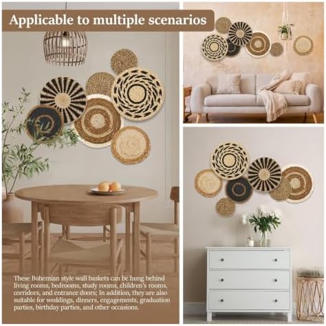 Boho Wall Art Decor Woven Basket Seagrass Hanging Farmhouse Room Set - Image 5