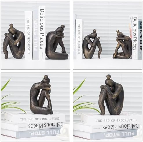 Lukitas Unique Decorative Girl Thinker Bookends, Book Holder, Resin 6.5'' - Image 3