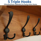 WEBI Wall Shelf with Hooks Underneath,24" Long Coat Rack Wall Mount with Shelf,Key Rack for Wall,5 Triple Hooks for Hanging Coats,Clothes,Jacket,Bathroom,Entryway,Light Brown - Image 6