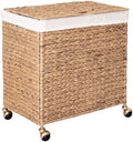 Seville Classics Premium Natural Handwoven Portable Laundry Bin Basket with Carrying Handles, Household Storage for Clothes, Linens, Sheets, Toys, Rattan, 3-Piece Hamper Set by Unknown