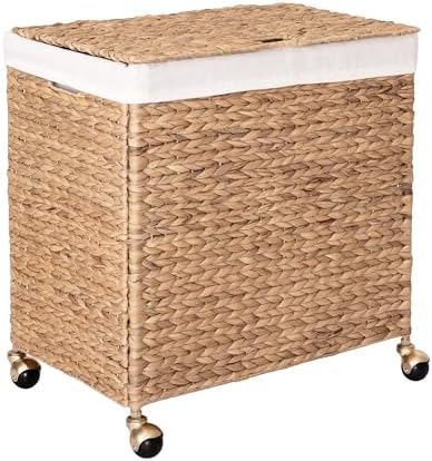 Seville Classics Premium Natural Handwoven Portable Laundry Bin Basket with Carrying Handles, Household Storage for Clothes, Linens, Sheets, Toys, Rattan, 3-Piece Hamper Set by Unknown
