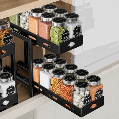 BOIVSHI Pull Out Spice Rack, Cabinet Spice Organizer, 5.3''Wx10.8''Dx9.2''H by BOIVSHI