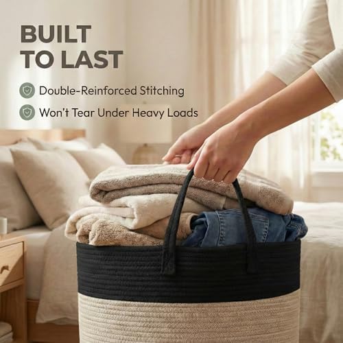 JMvicyroam 115L Extra Large Machine Washable Cotton Rope Blanket Basket - Image 6