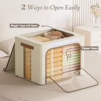 Yecaye Foldable Large Clothes Storage Bins with Lid, Beige, 66L, 3 Pack - Image 6