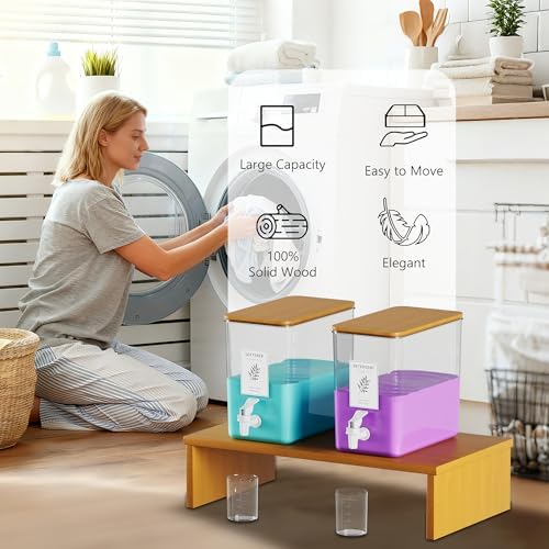 RoleDes Laundry Detergent Dispenser Set, Liquid Laundry Soap Dispensers for Detergent and Fabric Softener, 2 x 101 oz Refillable Containers with Stand for Laundry Room Organization - Image 7