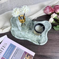 WneFu Choiziic Natural Decorative Tray, Cloud Shape, 9.8x6.1x0.62 Inches, Modern Style, Polished Finish, Bathroom Kitchen Counter Vanity Organizer with Anti-Slip Mad (Green-Marble-P) by WenfuChoiziic