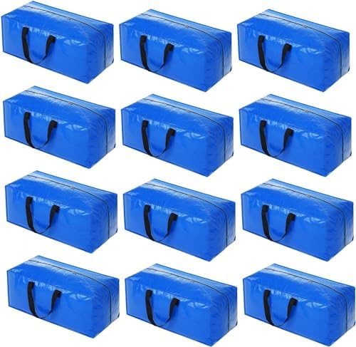 Acnusik Heavy Duty Moving Bags, Extra Large Storage Bags with Zippers Backpack, College Dorm Room Essentials, Moving Totes Clothing Storage Bins, Compatible with IKEA Frakta Cart (12pcs) by ACNUSIK