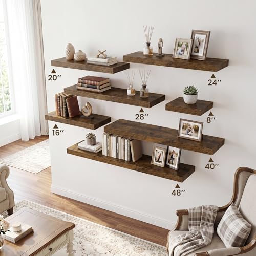 RICHFOCUS Long Floating Shelves for Wall 1Pack|Rustic Brown|40" Lx8 D - Image 5