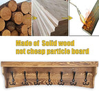 WEBI Wall Shelf with Hooks Underneath,35" Long Wall Mounted Coat Rack with Shelf,Entryway Shelves,7 Triple Hooks,Rustic Brown - Image 3