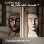 Heavy Duty Bookends for Heavy Books, Book Ends for Shelves, Unique Decorative Book Ends, Aesthetic Bookshelf Decor, Modern Home Decor Sculptural Book Holder/Book Stoppers, The Tranquil Faces - Image 6