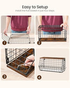 CHOEZON 2-Tier Fruit Basket for Kitchen, Stackable Hanging Basket Wire Baskets with Wooden Lid, Wall-Mounted Kitchen Counter Organizer for Fruit, Vegetable Storage, Rustic Brown and Black TCW02P2BF - Image 6