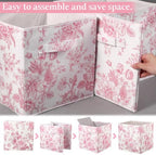 Geelin 6 Pcs Pink Floral Cube Storage Bins 11 in Storage Basket with Handle - Image 2