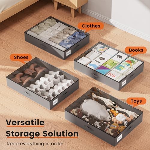 XXXL 78L Under Bed Storage, Storage Containers with Support & Clear Lid, Support Frame, Underbed Storage Bins for Clothes, Shoes, Blankets, and Toys 2 pack - Image 6