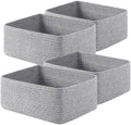 OIAHOMY 4 Pack 14.17 * 11.02 * 6.3IN Storage Baskets for Organizing Shelves, Woven Rope Baskets for Organizing Books, Clothes, Decorative Basket for Living Room, Nursery, Bedroom, Gift Basket, Grey by MasterofSpaceOptimization