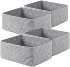 OIAHOMY 4 Pack 14.17 * 11.02 * 6.3IN Storage Baskets for Organizing Shelves, Woven Rope Baskets for Organizing Books, Clothes, Decorative Basket for Living Room, Nursery, Bedroom, Gift Basket, Grey by MasterofSpaceOptimization