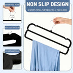 VSV stoage Velvet Pants Hangers with Double Non Slip Bar - Multiple Velvet Hangers for Closet - Thin Space Saving Clothes Hanger - 360° Swivel Felt Trouser Hanger Perchas Terciopelo 10 Pack (Black) - Image 3