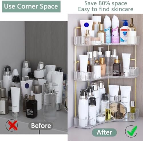 Webetop Corner Bathroom Organizer, 3 Tier Storage for Countertop - Image 3