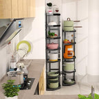 7-Tier Multifunctional Adjustable Pan & Pot Rack for Kitchen, Pan Organizer, Pot Organizer Organization & Storage, Pot Lid Organizer (Corner 7-tier wall mount) - Image 7