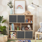 13x13x13 storage cube bins,collapsible fabric storage cubes Decorative storage basket,13 inch Record cube storage box for shelves,clothing,shelf,drawer,bathroom organizer,Set of 3 (Grey) - Image 5
