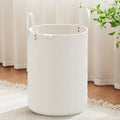 VIPOSCO 72L Tall Woven Rope Laundry Hamper, Leather Handles, White by VIPOSCO