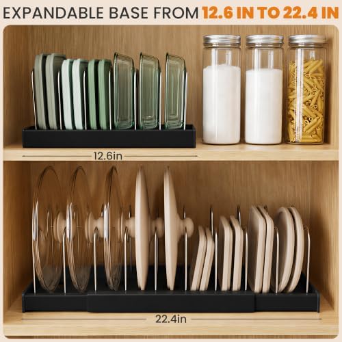 2 Pack Expandable Pot Lid Organizers with 10 Adjustable Dividers - Image 3
