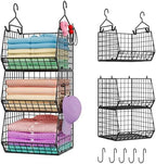 X-cosrack 3-Tier Hanging Closet Organizer, Laundry Room Organization | Space Saving Shelves with 1.65" Hook & 5 S-Hooks | Hanging Wire Baskets (12.4" W x 8.8" H x 10.24-11.8" D) by X-cosrack