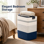 Laundry Hamper, Cotton Rope Laundry Basket with Leather Handles, 22.5-Gallon/85 L Large Clothes Hampers for Laundry, Woven Laundry Baskets for Blankets, Clothing, Bedroom, Living Room, Nursery - Image 2