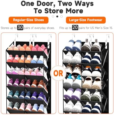Over the Door Shoe Organizer, 10-Tier Shoe Rack for Door, Black - Image 4