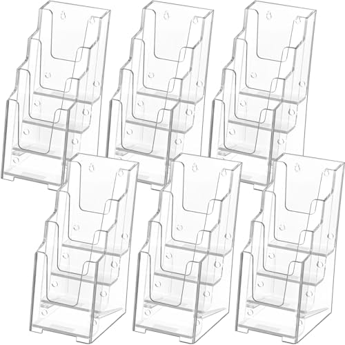 MaxGear 4 Tier Acrylic Brochure Display Holder, 4 Inch Wide, 6 Pack by MaxGear